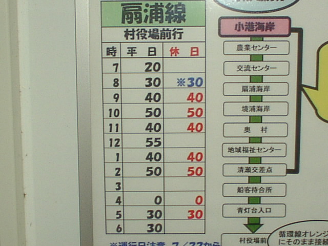 小笠原村営バス時刻表