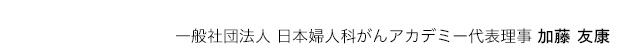 一般社団法人　日本婦人科がんアカデミー代表理事　加藤　友康