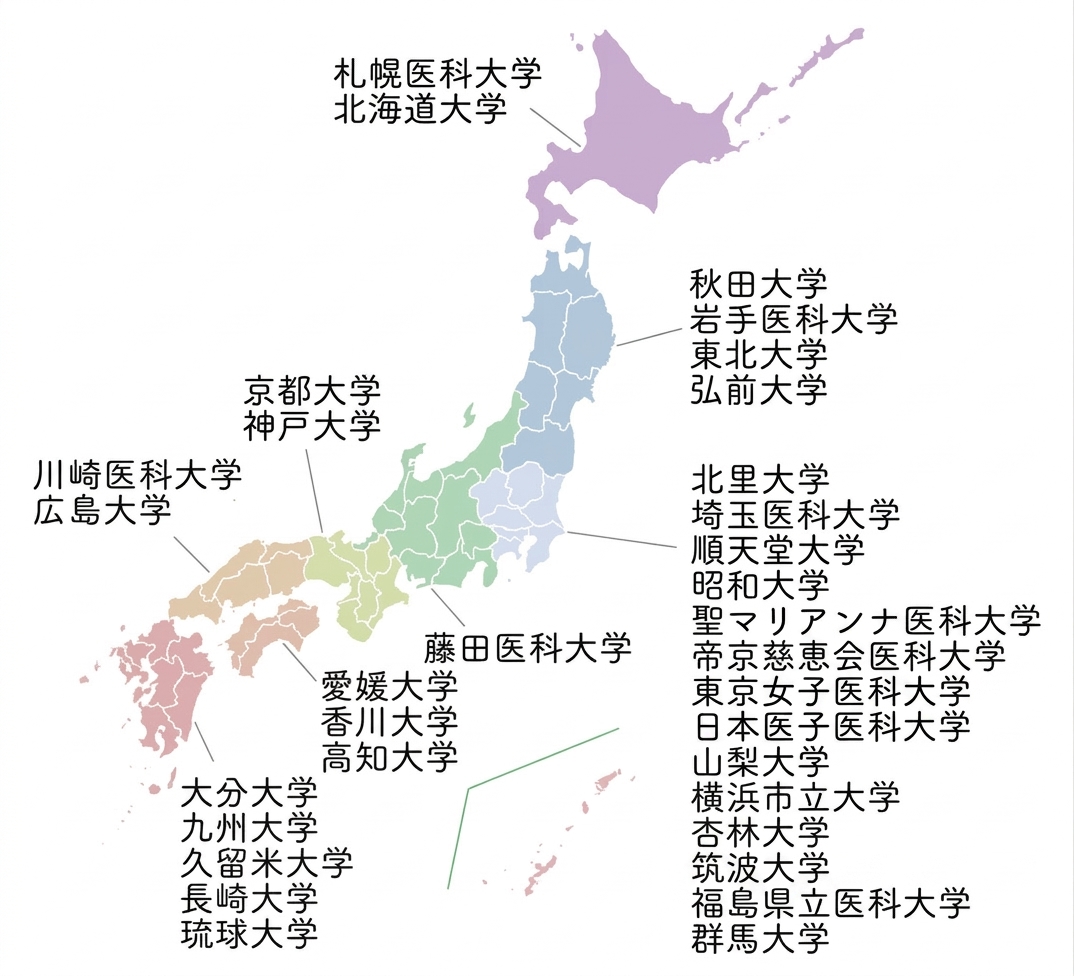 医局員出身大学マップ