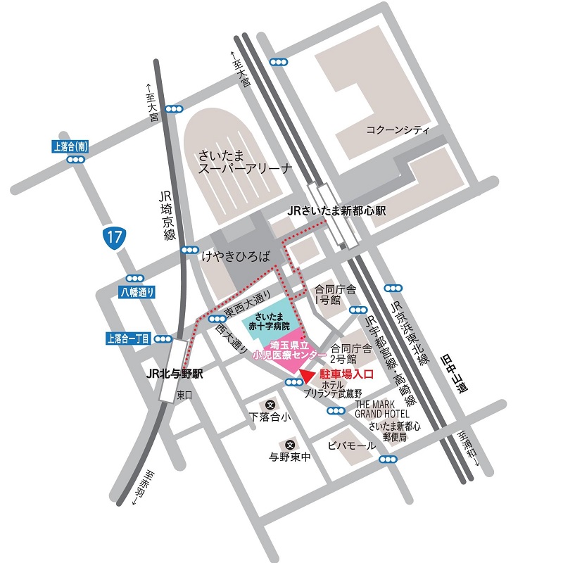 埼玉県立小児医療センター 周辺地図（アクセス案内）